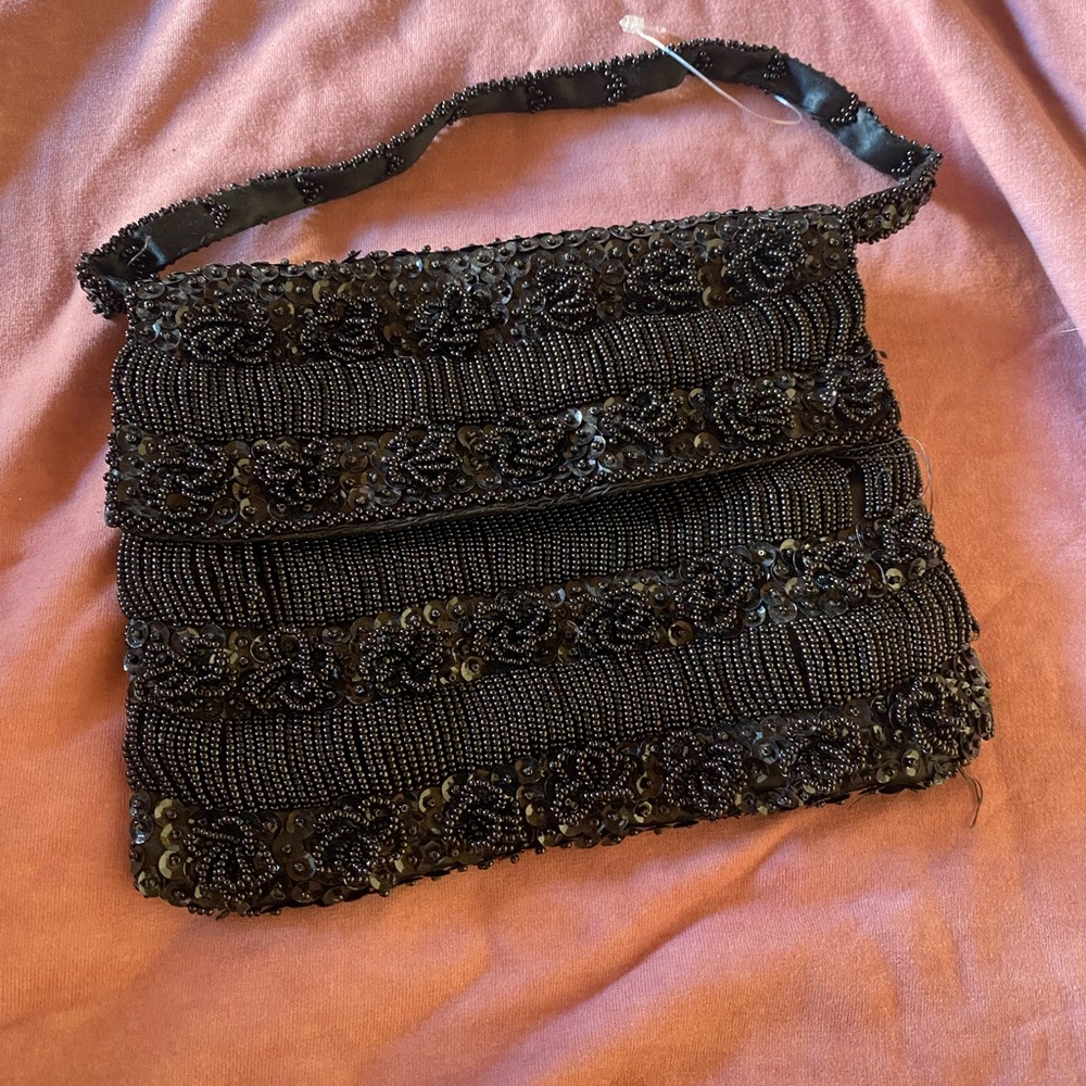 Elegant Black Beaded Women's Bag vintage like brand new